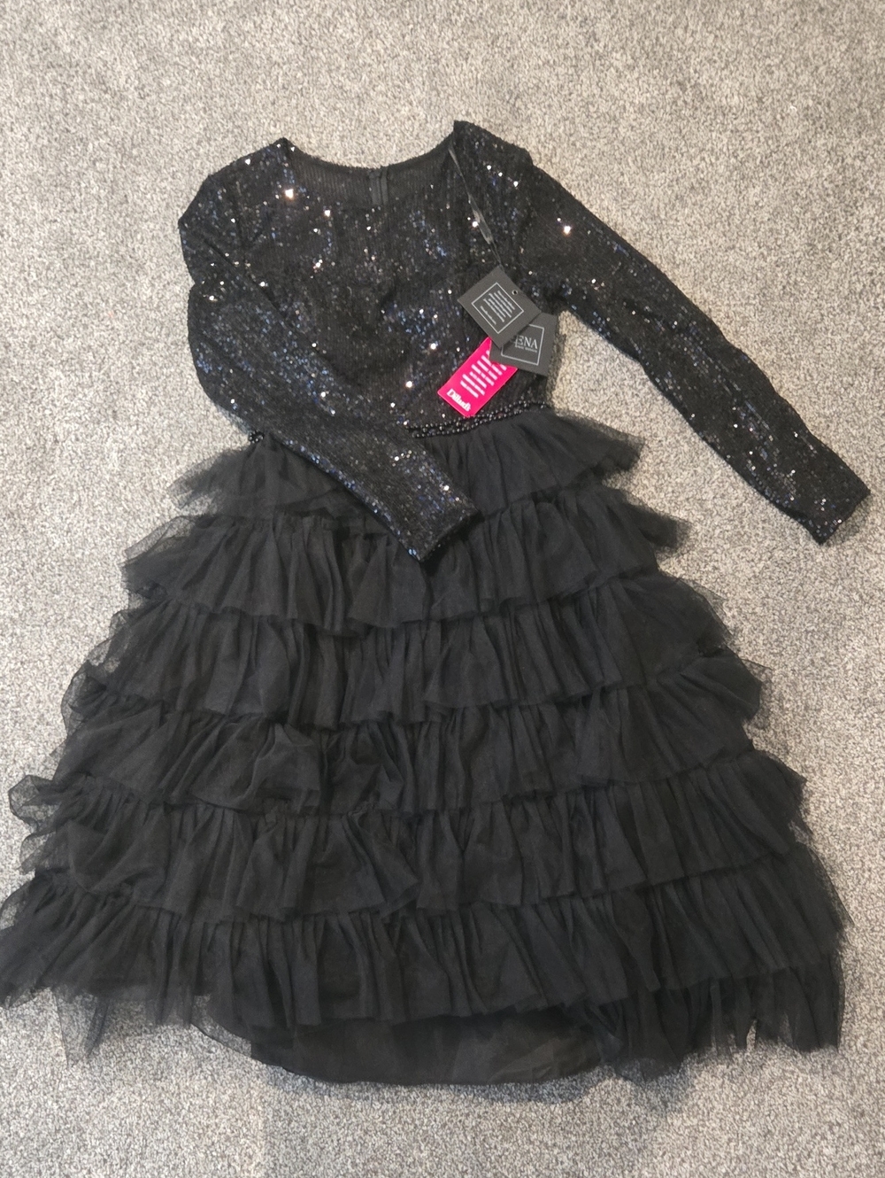 Mac Duggal Black Sequin Evening Dress